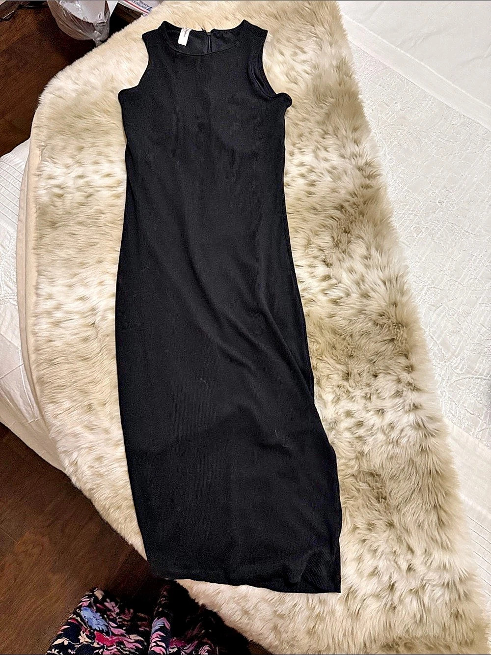 Popilush Built-In Shapewear Mock Neck Modal Dress Black Maxi Dress